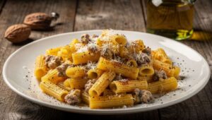 Pasta alla norcina umbra: tradizionale, facile e veloce con salsiccia e panna