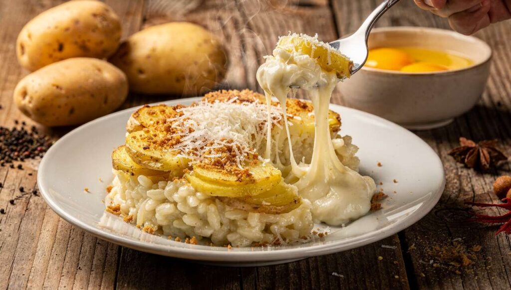 Riso al forno con patate: il segreto per farlo cremoso e filante come in rosticceria